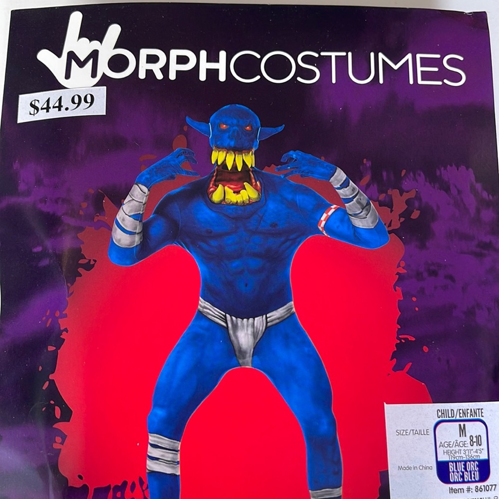 Blue Orc Jaw Dropper Kids Morph Costume! New!
